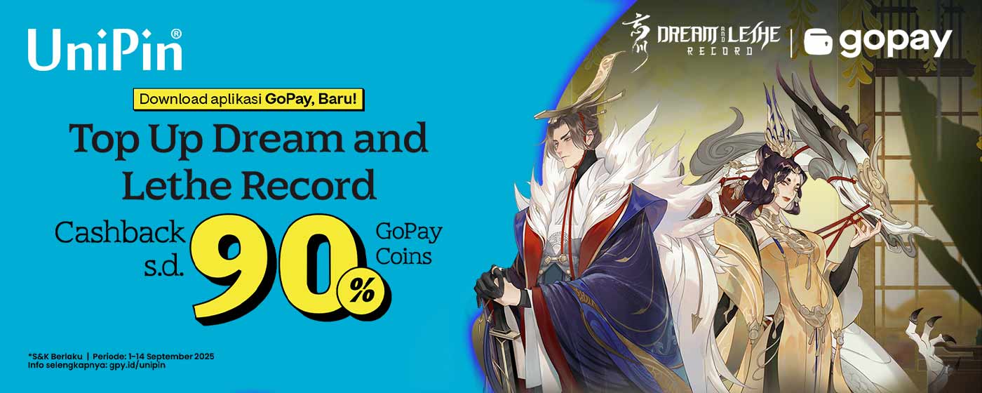Dapatkan Cashback 90% hingga 12.000 GoPay Coins Top Up Dream and The Lethe Record Pakai GoPay!